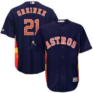 Delightful Houston Astros #21 Zack Greinke Majestic 2019 Postseason Official Cool Base Player Jersey Navy