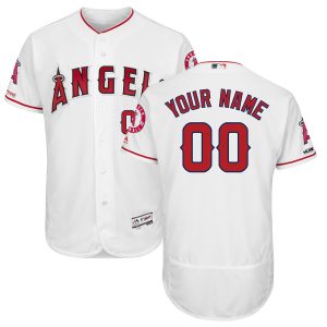 Delightful Los Angeles Angels Majestic Home Flex Base Authentic Collection Custom Jersey White