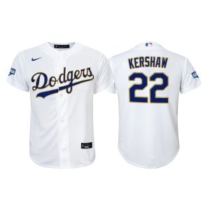 Delightful Los Angeles Dodgers #22 Clayton Kershaw Youth Nike 2021 Gold Program World Series Champions MLB Jersey Whtie Hurry Exclusive offer Place your order immediately for a great jersey