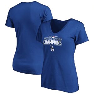 Delightful Los Angeles Dodgers Women's 2020 World Series Champions Logo V Neck T Shirt Royal For a short time available Grab yours quickly to own a team jersey