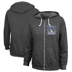 Delightful Los Angeles Dodgers Women's 2020 World Series Champions Victory Tri Blend Full Zip Hoodie Charcoal