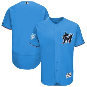 Delightful Marlins Blank Blue 2019 Spring Training Flex Base Stitched MLB Jersey