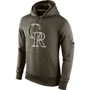 Delightful Men's Colorado Rockies Nike Olive Salute To Service KO Performance Hoodie