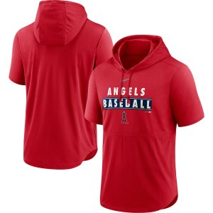 Delightful Men's Los Angeles Angels Nike Red Home Team Short Sleeve Hoodie Top Collectors this is a must have Add it to your collection by ordering