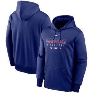 Delightful Men's Texas Rangers Nike Royal Authentic Collection Therma Performance Pullover Hoodie