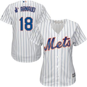 Delightful Mets #18 Travis d'Arnaud White(Blue Strip) Home Women's Stitched MLB Jersey Be among the first buyers Order now to enjoy top notch quality