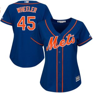 Delightful Mets #45 Zack Wheeler Blue Alternate Women's Stitched MLB Jersey Limited stock Order now to show your love for your team