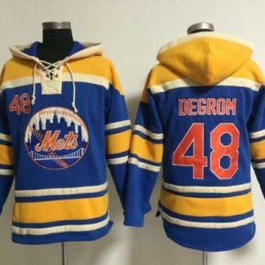 Delightful Mets #48 Jacob DeGrom Blue Sawyer Hooded Sweatshirt MLB Hoodie