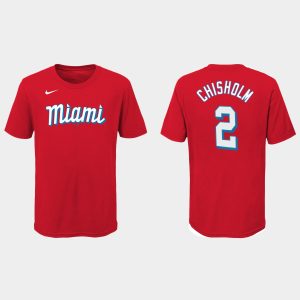 Delightful Miami Marlins #2 Jazz Chisholm Jr. Youth Nike 2021 City Connect Wordmark T Shirt Red Be among the first buyers Order now to enjoy top notch quality