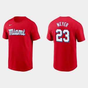 Delightful Miami Marlins #23 Max Meyer Men's Nike 2021 City Connect Wordmark T Shirt Red Collectors this is a must have Add it to your collection by ordering