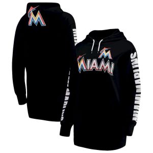 Delightful Miami Marlins G III 4Her by Carl Banks Women's Extra Innings Pullover Hoodie Black
