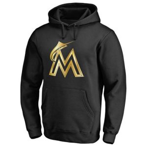 Delightful Miami Marlins Gold Collection Pullover Hoodie Black