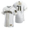 Delightful Milwaukee Brewers #71 Josh Hader White Nike Men's Authentic Golden Edition MLB Jersey