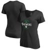 Delightful Milwaukee Brewers Majestic Women's Forever Lucky V Neck T Shirt Black