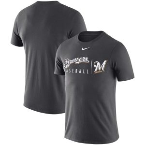 Delightful Milwaukee Brewers Nike MLB Practice T Shirt Anthracite
