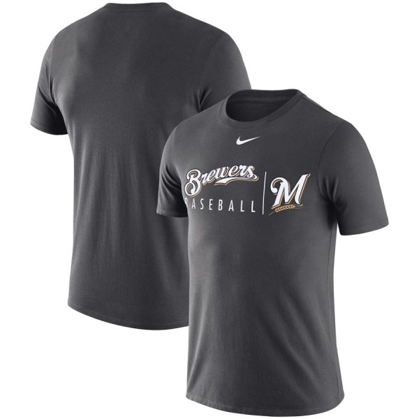 Delightful Milwaukee Brewers Nike MLB Practice T Shirt Anthracite