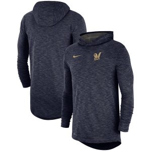 Delightful Milwaukee Brewers Nike Performance Slub Pullover Hoodie Navy