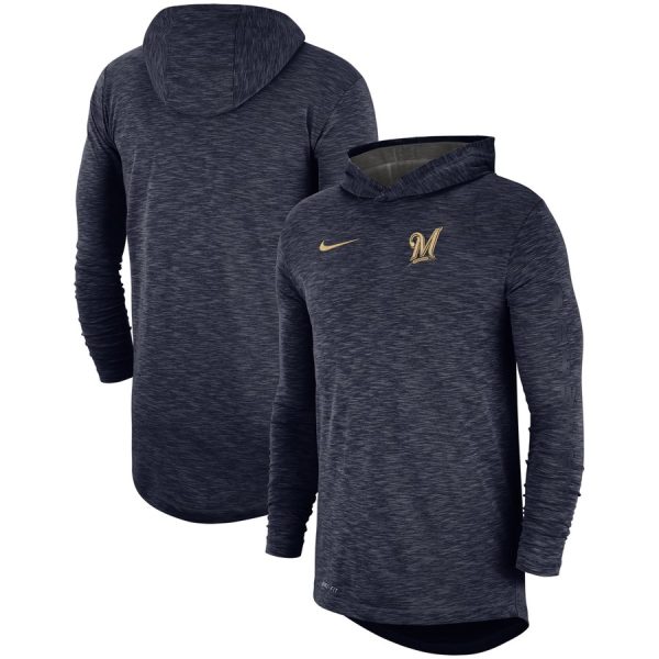 Delightful Milwaukee Brewers Nike Performance Slub Pullover Hoodie Navy