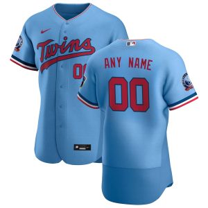 Delightful Minnesota Twins Custom Men's Nike Light Blue Alternate 2020 60th Season Authentic Team MLB Jersey