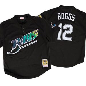 Delightful Mitchell And Ness 1998 Rays #12 Wade Boggs Black Throwback Stitched MLB Jersey