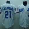 Delightful Mitchell And Ness Blue Jays #21 Roger Clemens Stitched White MLB Jersey