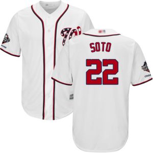 Delightful Nationals #22 Juan Soto White New Cool Base 2019 World Series Champions Stitched MLB Jersey