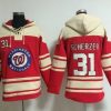 Delightful Nationals #31 Max Scherzer Red Sawyer Hooded Sweatshirt MLB Hoodie
