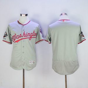 Delightful Nationals Blank Grey Flexbase Authentic Collection 2019 World Series Champions Stitched MLB Jersey