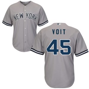Delightful New York Yankees #45 Luke Voit Majestic Cool Base Jersey Gray