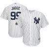 Delightful New York Yankees #99 Aaron Judge Majestic 2019 London Series Cool Base Player Jersey White Navy