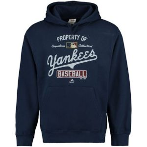 Delightful New York Yankees Majestic Vintage Property of Navy MLB Hoodie