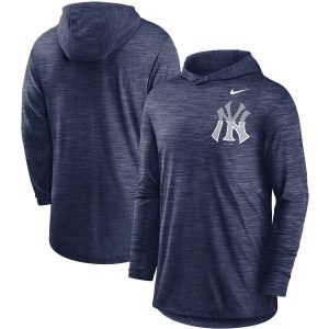 Delightful New York Yankees Nike Split Logo Performance Long Sleeve Hoodie Top Navy