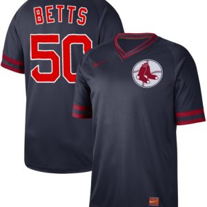 Delightful Nike Red Sox #50 Mookie Betts Navy Authentic Cooperstown Collection Stitched MLB Jersey