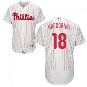 Delightful Phillies #18 Didi Gregorius White(Red Strip) Flexbase Authentic Collection Stitched MLB Jersey