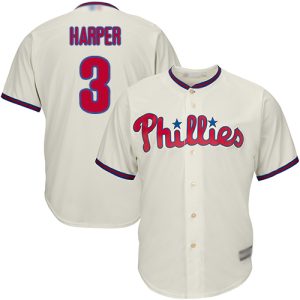 Delightful Phillies #3 Bryce Harper Cream New Cool Base Stitched MLB Jersey