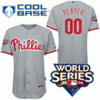 Delightful Phillies Personalized Authentic Grey Cool Base w/2009 World Series Patch MLB Jersey (S 3XL)