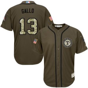 Delightful Rangers #13 Joey Gallo Green Salute to Service Stitched MLB Jersey