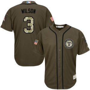 Delightful Rangers #3 Russell Wilson Green Salute to Service Stitched MLB Jersey