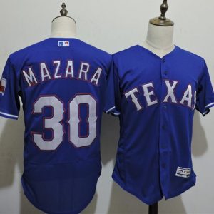 Delightful Rangers #30 Nomar Mazara Blue Flexbase Authentic Collection Stitched MLB Jersey