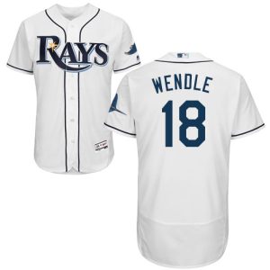 Premium Rays #18 Joey Wendle White Flexbase Authentic Collection Stitched MLB Jersey
