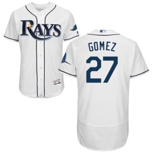 Delightful Rays #27 Carlos Gomez White Flexbase Authentic Collection Stitched MLB Jersey