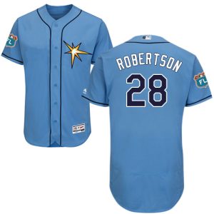 Delightful Rays #28 Daniel Robertson Light Blue Flexbase Authentic Collection Stitched MLB Jersey