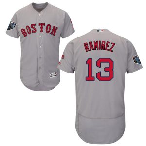 Delightful Red Sox #13 Hanley Ramirez Grey Flexbase Authentic Collection 2018 World Series Stitched MLB Jersey