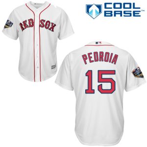 Delightful Red Sox #15 Dustin Pedroia White Cool Base 2018 World Series Stitched Youth MLB Jersey For a short time available Grab yours quickly to own a team jersey