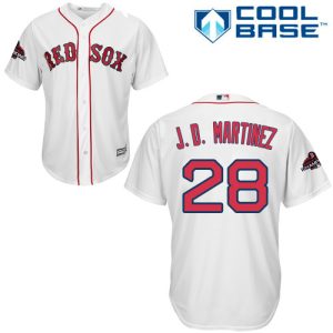 Delightful Red Sox #28 J. D. Martinez White New Cool Base 2018 World Series Champions Stitched MLB Jersey