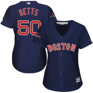 Delightful Red Sox #50 Mookie Betts Navy Blue Alternate 2018 World Series Champions Women's Stitched MLB Jersey With high demand Don't miss out Order now to wear your team colors