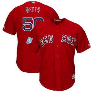 Delightful Red Sox #50 Mookie Betts Red 2019 Spring Training Cool Base Stitched MLB Jersey