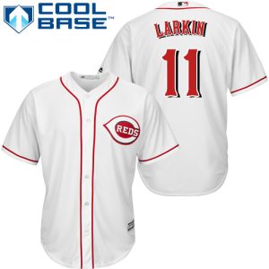 Delightful Reds #11 Barry Larkin White Cool Base Stitched Youth MLB Jersey Limited stock Order now to show your love for your team