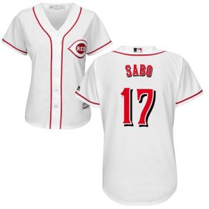 Delightful Reds #17 Chris Sabo White Home Women's Stitched MLB Jersey Sports fans this is your chance Order soon to be part of the action