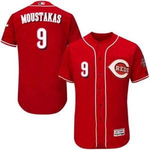 Delightful Reds #9 Mike Moustakas Red Flexbase Authentic Collection Stitched MLB Jersey